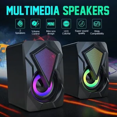 USB Wired Computer Speakers Stereo Bass Subwoofer Speaker For PC Laptop Desktop • £8.99