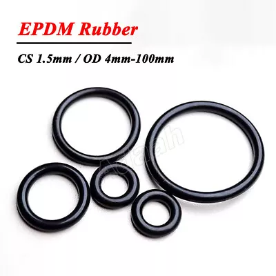 O-Rings EPDM Rubber 1.5mm Cross Section O Ring Seals Washer Gasket OD 4mm-100mm • $2.19