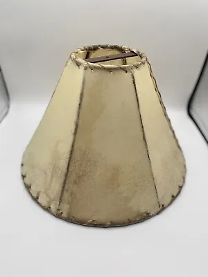 Vintage Large Cow Hide Rawhide Lamp Shade Whipstitch Leather Western Rustic Bell • $120