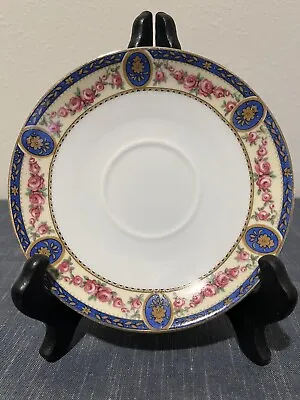 Pair Of Mepoco Ware Pink Roses Blue Oval Pattern 11021 Made In Czech • $15