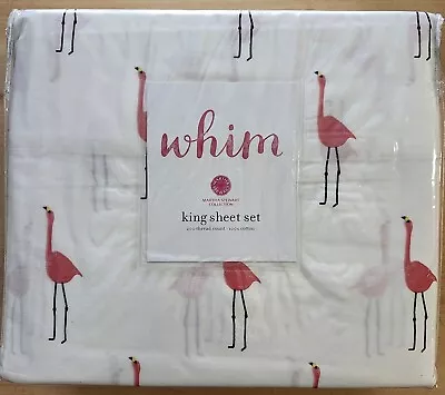 Whim By Martha Stewart Collection King Sheet Set Flamingo 200 Thread Count NIP • $100