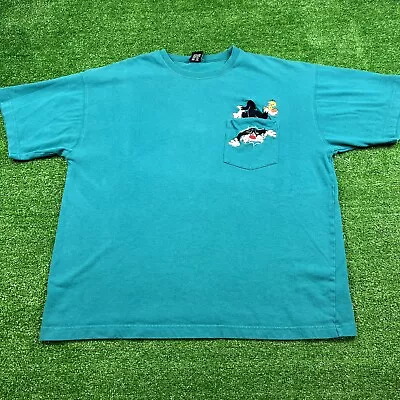 Vintage 90s Looney Tunes T-Shirt Sylvester Tweety Teal Size Large • $18