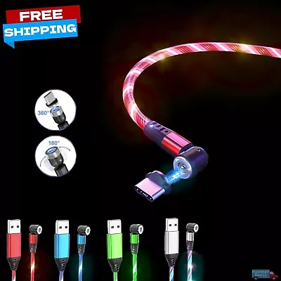 180+360° Rotate Light Up Magnetic Phone Charger LED Cable Charging Adapter USB • $3.99