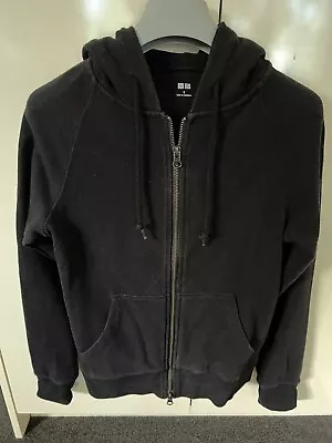 Uniqlo Black Cotton Blend Hoodie Jacket With Pockets Size SMALL • $9.95