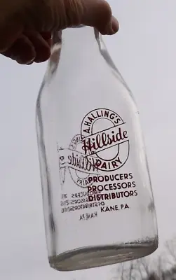 Vintage 1951 Red Paint Quart Milk Bottle - A. Hallings Hillside Dairy  Kane PA • $17.95