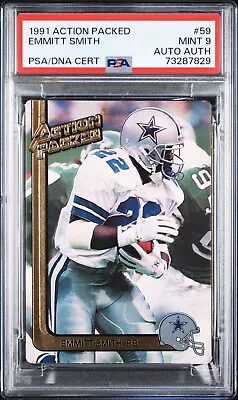 1991 ACTION PACKED #59 EMMITT SMITH PSA/DNA 9 Authentic Autograph Auto GRADED • $99.99