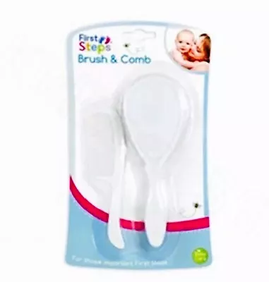 Baby Hair Brush & Comb Set In White Soft & Gentle For Your Baby First Steps • £3.49