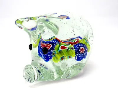 Unusual 20th Century Murano Style Art Glass Millefiori Pig Figure • £4.99