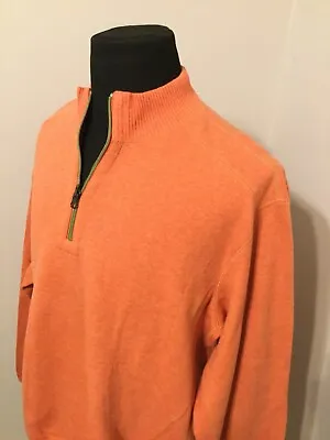 Orvis Mens Sz XL Orange 1/4 Zip Pullover Sweater Sweatshirt REVERSIBLE NWOT • $49.99