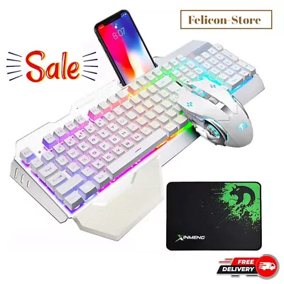 Wired Gaming Keyboard & Mouse Combo Mechanical Feel Wrist Rest LED RGB Backlit • $39.99