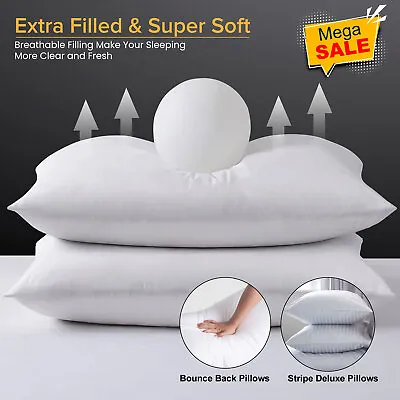 Quilted Pillows Hotel Quality Extra Filled Super Firm Bounce Back Pack Of 2 • £11.99