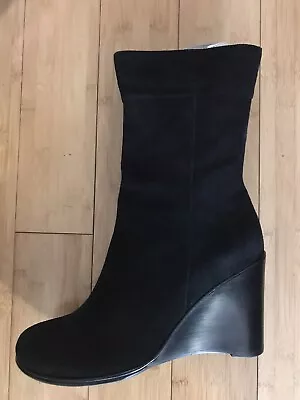 BEST Gabriella Rocha Size 12 Woman Black Suede Wedge Stacked Heel Winter Boots  • $80