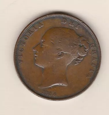 1854 Victoria Young Head Penny Coin In Good Fine Condition. • £20.50