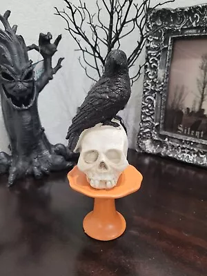 Halloween Skull Black Crow Tier Tray MINI Figurine Prop Tabletop Decor 5.5  • $13.99