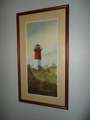 Vtg Richard E. Christian Painting Eastbay Mass Nauset Lighthouse • $299.95