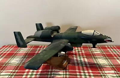 A-10 Thunderbolt Airplane Wood Model?  Vintage Carved Handmade Super Rare Read • $225