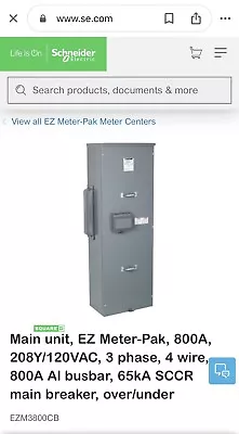 Square D EZM3800CB 800A 208Y/120V 3 PHASE 65k Meterstak Breaker Disconnect ED4U • $7499.99