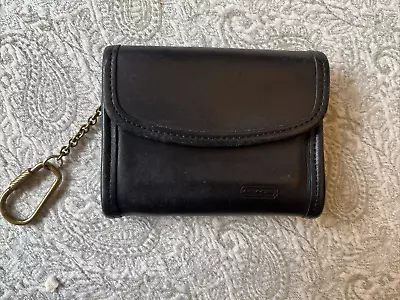 1970's Vintage Black Leather Coach Coin Purse Small Wallet Black Interior • $19.99