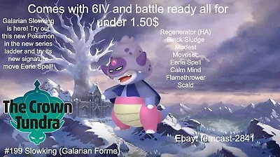 Pokemon Sword And Shield Shiny Galarian Slowking 5IV Battle Ready Fast Delivery • $1.50