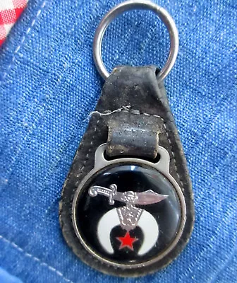 TRUE VTG 70s MASONIC SHRINER LOGO LEATHER KEYRING/KEYCHAIN/FOB   • $10.03