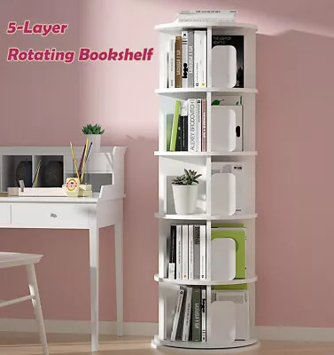 $133 • Buy 360° Rotating Bookshelf Bookcase 3 Tier Freestanding Storage Shelf PVC Display