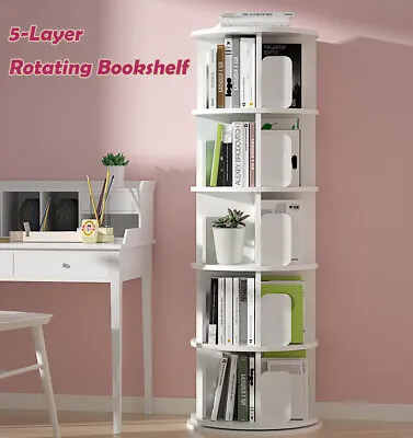 $127.80 • Buy 4-5 Tier 360° Rotating Bookshelf Organizer Floor Standing Storage Shelf Showcase