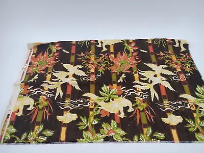 Vintage Schumacher Fabric Sample Golden Birds Floral 28 X34  Cotton Canvas • $8.99
