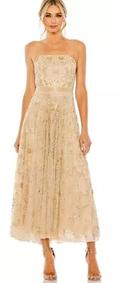 Mac Duggal Gown Dress Size 8 Cream Jewel Encrusted Intricate Beading 93898 $798 • $199.99