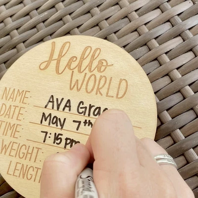 Gift Baby Announcement Sign Durable Hello World For Hospital Monthly Milestone • $8.12