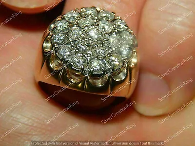 Men's 3 CT Round Simulated Diamond Cluster Wedding Ring 14k Yellow Gold Finish . • $109.84