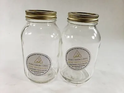 Lot Of 2 Golden Harvest Clear One Whole Life Bone Broth Elixir Mason Jars • $10.63