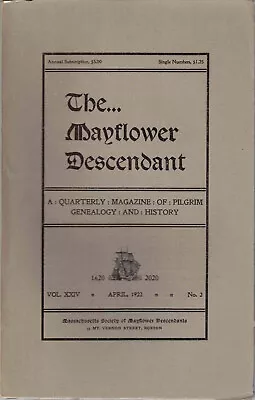 George Ernest Bowman / Mayflower Descendant Quarterly Magazine Of Pilgrim • $17