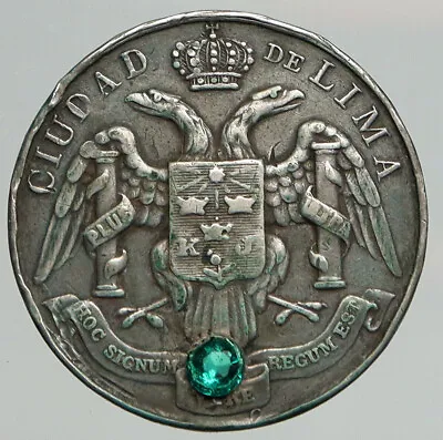 1911 PERU South America AMIRANTE DU PETIT THOUARS Antique Silver Medal I93082 • $518.80