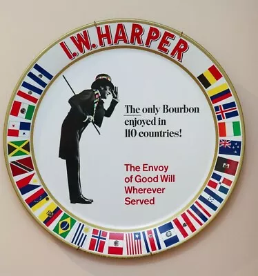 Bourbon W HARPER BOURBON Ky Tin PLATTER Tole Bourbon Collectors Plate • $19.99
