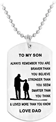 To My SON Always Remember LOVE DAD Military Army Style Dog Tag Pendant Necklace  • £4.49