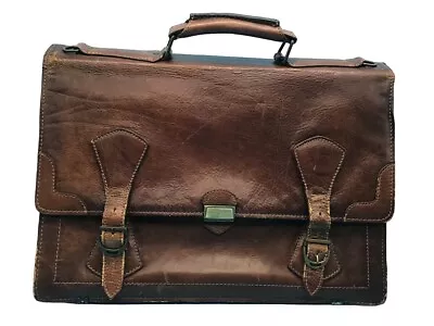 Vintage Renwick Brown/Tan Leather Briefcase Made In Canada  • $67