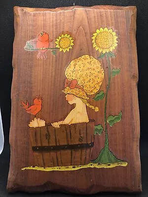 Vintage Holly Hobbie Wall Art Wood Plaque Cottagecore Retro Bath Tub Sunflowers • $10