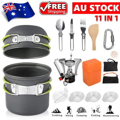 $25.95 • Buy Outdoor Portable Camping Cookware Set Hiking Cooking Pot Gas Stove Tableware Kit