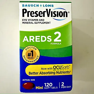 Preservision Areds 2 Eye Vitamin Mineral Supplement Bausch + Lomb 120 Soft Gels • £27.50
