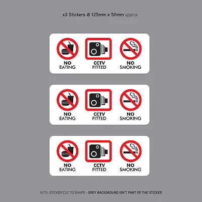 £3.99 • Buy 3 X No Eating Drinking CCTV Fitted Taxi Stickers Minicab Cab Notice - SKU3143