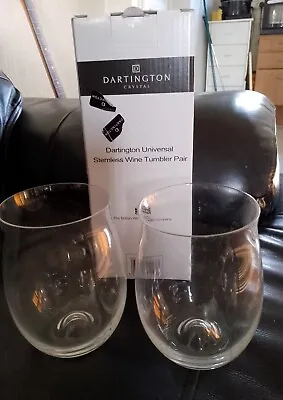 2 Dartington Crystal Stemless Wine Tumbler Pair Stemless Glass  • £16.95