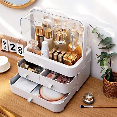 Makeup Organizer Jewelry Cosmetic Storage Box W/ Dustproof Flip Cover 3 Tiers • $28.99