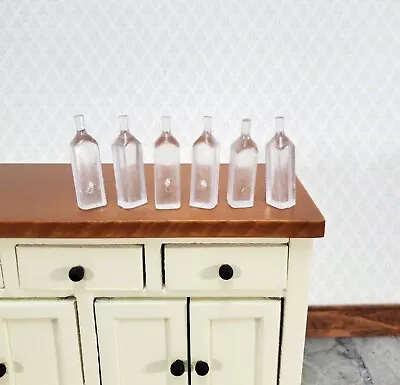 Miniature Clear Liquor Bottles Gin Vodka 6 Pieces Blanks 1:12 Scale Dollhouse • $10.75