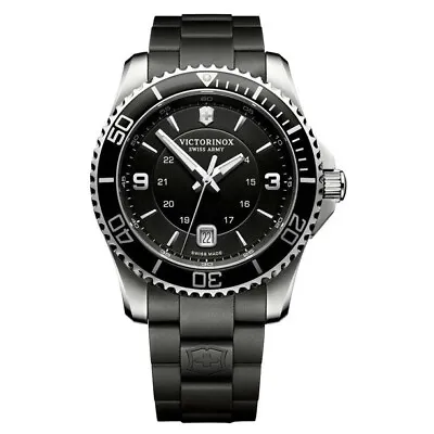 Victorinox Swiss Army 241698 Gent's Black Rubber Strap Black Dial Date Watch • $399.95