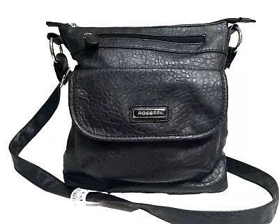 Rosetti Shoulder Bag/purse Black 2 Front Pockets Soft Leather Adjustable Strap • $57.65