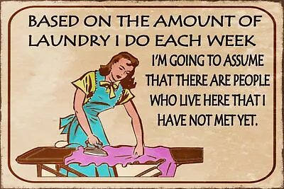 Laundry Day Funny Humorous Vintage Retro Style Metal Sign Mother Mum Ironing • £3.49