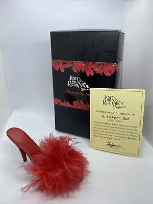 Va Va Voom Limited Ed. Fluffy RED 1950 Vixen Marabou Mule Just The Right Shoe • £17