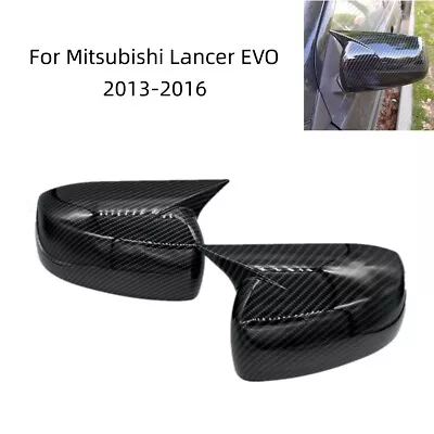 2pcs Carbon Fiber Look Side Mirror Cover For Mitsubishi Lancer EVO 2013-2016 • $75.38