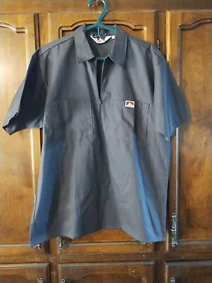 VINTAGE Ben Davis Men Shirt L Gray Logo 1/4 Zip Workwear Pockets • $32.99