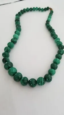 Malachite Graduated Beads Necklace  19 Inches Vintage  Beautiful Multi Green EUC • $39.95